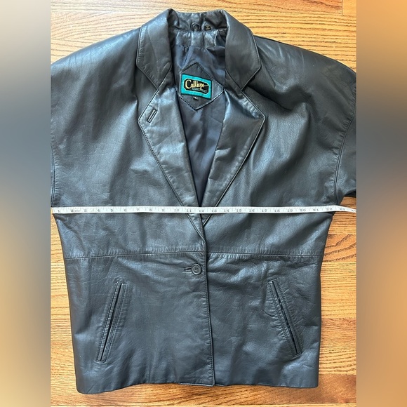Vintage Calliope Black Leather Single Button Jacket with Pockets, Size S - Picture 4 of 7